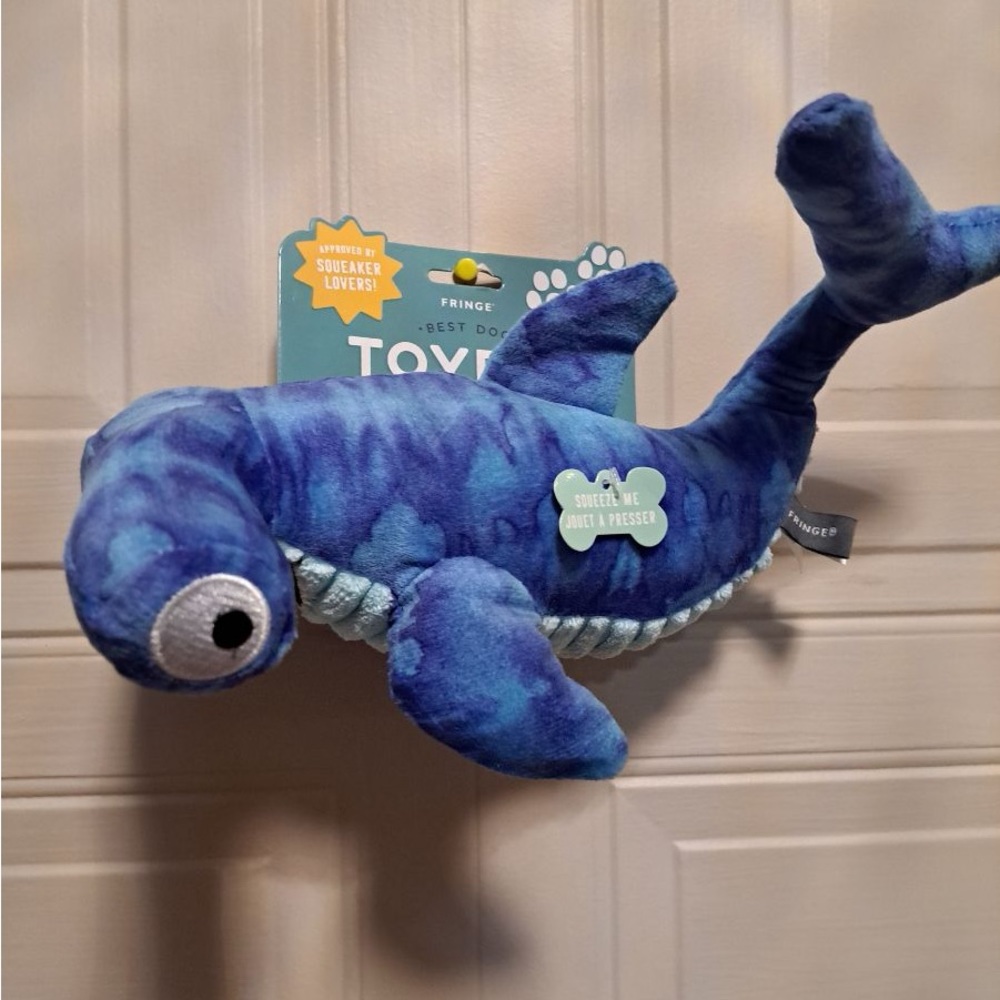Brand New Fringe Shark Dog Toy With Squeaker